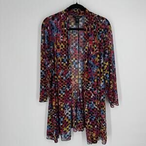 Ali Miles Top Women’s 2x cardigan oversized colorful  blouse shirt workwear